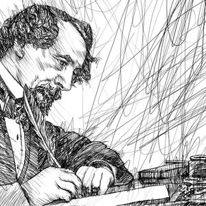 Retrato a tinta de CHARLES DICKENS - POSTER - vários tamanhos disponíveis! arte impressão pintura desenho oliver twist david copperfield escrevendo escritor