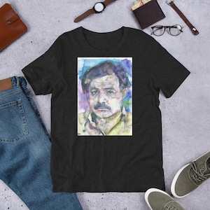 UNISEX t-shirt - ERNEST HEMINGWAY watercolor portrait - tshirt cloth clothing dress shirt suit apparel art print painting writer picture
