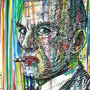 VLADIMIR MAYAKOVSKY watercolor & ink portrait - POSTER - various sizes! art print futurist futurism