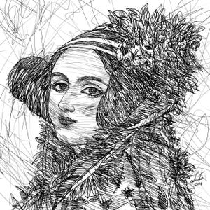 ADA LOVELACE ink portrait - POSTER - various sizes! art print painting drawing writer book author mathematician