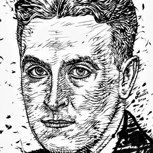 F. SCOTT FITZGERALD ink portrait - POSTER - various sizes! art print great gatsby