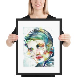 AYN RAND watercolor portrait - FRAMED poster - various sizes! art print drawing painting author book writer writing objectivism