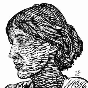 VIRGINIA WOOLF ink portrait  - POSTER - various sizes available! art print drawing writer author book work modernism modernist