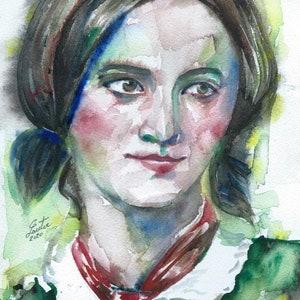 CHARLOTTE BRONTE watercolor portrait - POSTER - various sizes available! art print
