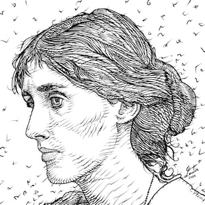 VIRGINIA WOOLF ink portrait - poster - various sizes available! art print
