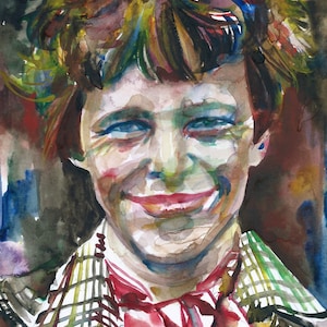 AMELIA EARHART watercolor portrait - POSTER - various sizes - print aviator portrait drawing