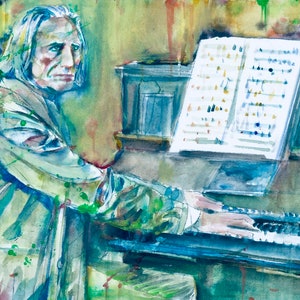 FRANZ LISZT watercolor portrait - POSTER - various sizes available! art print painting
