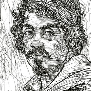 CARAVAGGIO ink portrait - POSTER - various sizes! art print drawing painting illustration michelangelo merisi painter