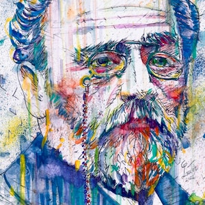 EMILE ZOLA watercolor portrait  - Poster - various sizes ! art print