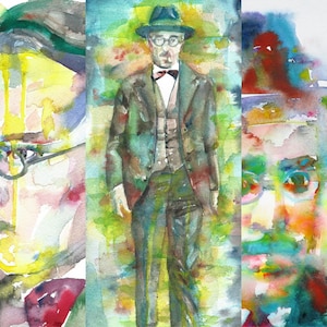 Three Times FERNANDO PESSOA - collage POSTER painting - various sizes ! art print