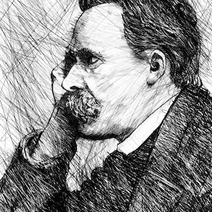 FRIEDRICH NIETZSCHE retrato a lápiz blanco y negro - POSTER - ¡varios tamaños disponibles! Grabado Escritor de pintura Zaratustra