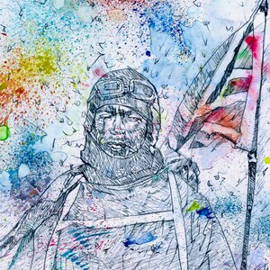 ROBERT FALCON SCOTT retrato en acuarela y lápiz - Póster - varios tamaños ! Impresión artística