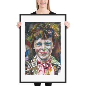 AMELIA EARHART watercolor portrait - FRAMED poster -various sizes! art print painting pilot aviator illustration airplane plane drawing