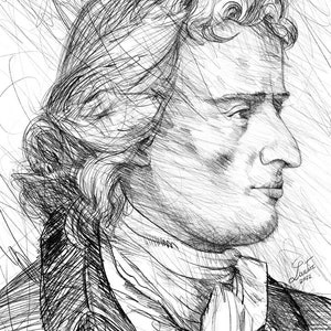 FRIEDRICH SCHILLER black and white pencil portrait
