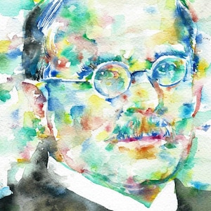 CARL JUNG watercolor portrait - POSTER - various sizes! art painting print gustav psychology psychologist psiche psychiatry iching i ching
