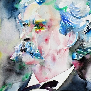 MARK TWAIN watercolor portrait - POSTER - various sizes! art print