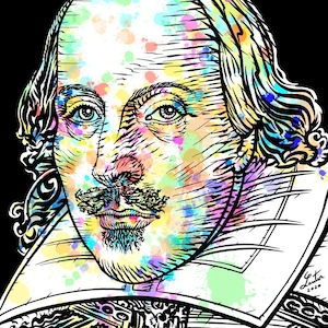 WILLIAM SHAKESPEARE watercolor & ink portrait -POSTER-various sizes! print hamlet