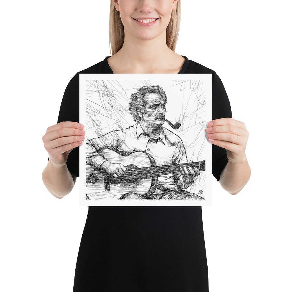 Georges Brassens 音楽ポスター コレクション GEORGES BRASSENS Ink Portrait - POSTER - Various Sizes