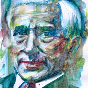 ERNST JUNGER watercolor portrait  - POSTER - various sizes ! art print