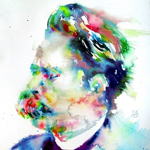 FRIEDRICH NIETZSCHE watercolor portrait - POSTER - various sizes! art print painting