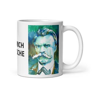 MUG - FRIEDRICH NIETZSCHE watercolor portrait - various sizes available! white glossy mugs cup cups of coffee breakfast print zarathustra