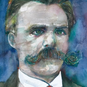 FRIEDRICH NIETZSCHE watercolor portrait - POSTER - various sizes! art print painting drawing author writer book zarathustra illustration