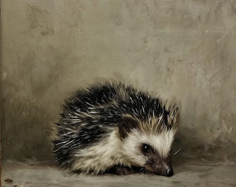 Hedgehog Poster Print, Spines Mammal, Neutral Tone Wall Art