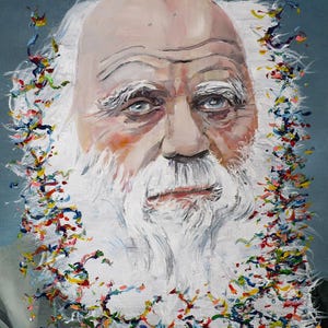 CHARLES DARWIN oil and acrylic portrait - POSTER - various sizes available! art print painting drawing illustration beagle evolution