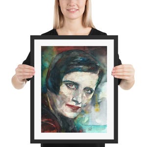 AYN RAND watercolor portrait - FRAMED poster - various sizes! art print painting illustration drawing picture writer book author image