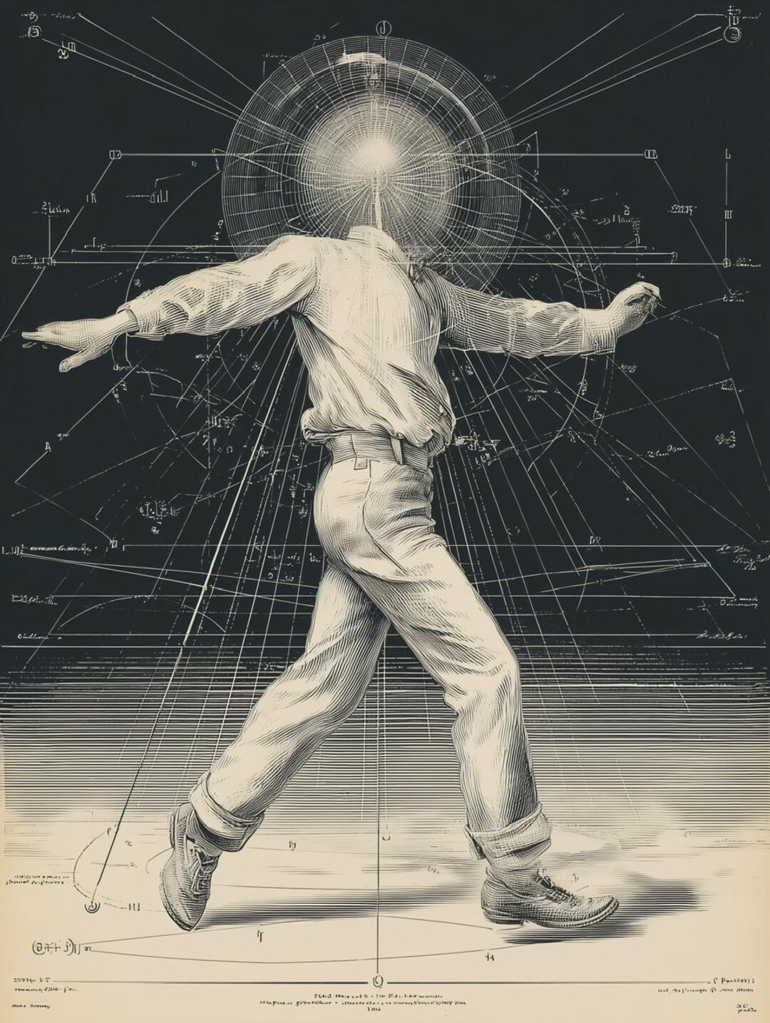 Steampunk Disco Dancer Art Print, Black and White Geometric Poster - Etsy
