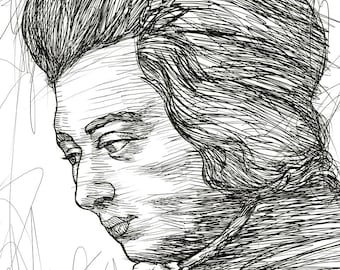 WOLFGANG AMADEUS MOZART ink portrait - poster - various sizes ! art print composer classical music musician