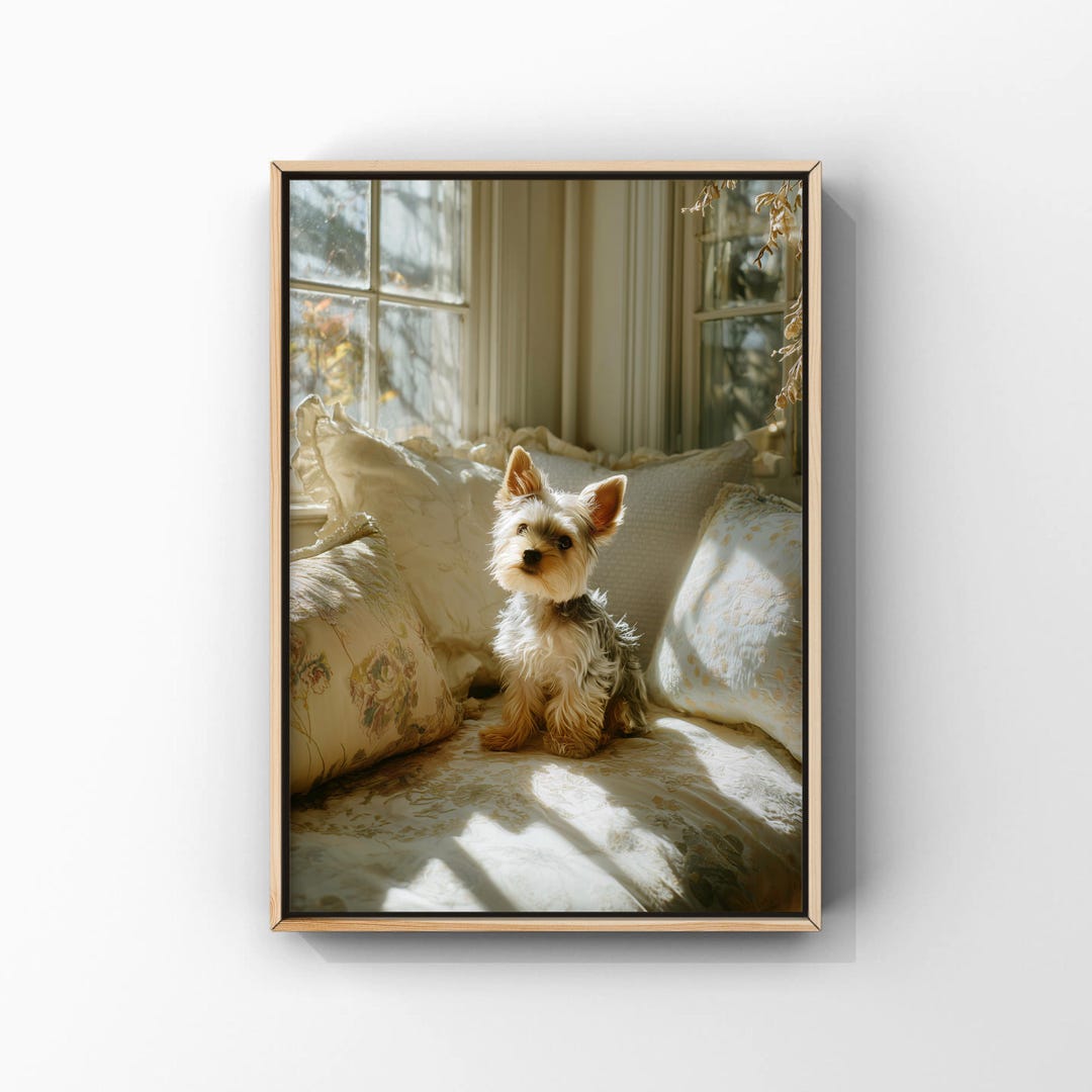 Geometric Yorkshire Terrier Poster, Modern Abstract Dog Wall Art, Black ...