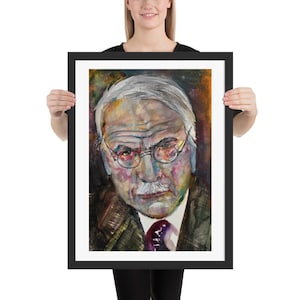 CARL JUNG  watercolor portrait - FRAMED poster - various sizes! art print psychology psychiatry psychologist gustav iching i ching