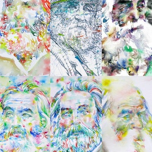 Six Times WALT WHITMAN - collage POSTER painting - various sizes ! art print