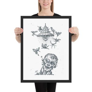 UNDER The SAME LIGHT - framed poster - various sizes! art print painting robot fairy cyborg fairies lamp android fantasy surreal surrealism