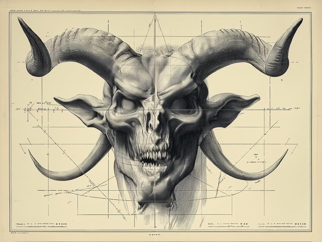 Devil Structure Intricate Anatomical Devil Skull Design , Posters, Poster Print, Wall ...