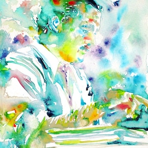 ERNEST HEMINGWAY aquarelle portrait - POSTER - différentes tailles! impression d’art