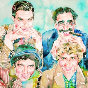 MARX BROTHERS watercolor portrait - POSTER - various sizes! art print groucho harpo chico gummo