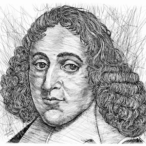 BARUCH SPINOZA Bleistift Portrait - POSTER - verschiedene Größen erhältlich! Druck Zeichnung Pastell Philosoph Philosophie jean paul