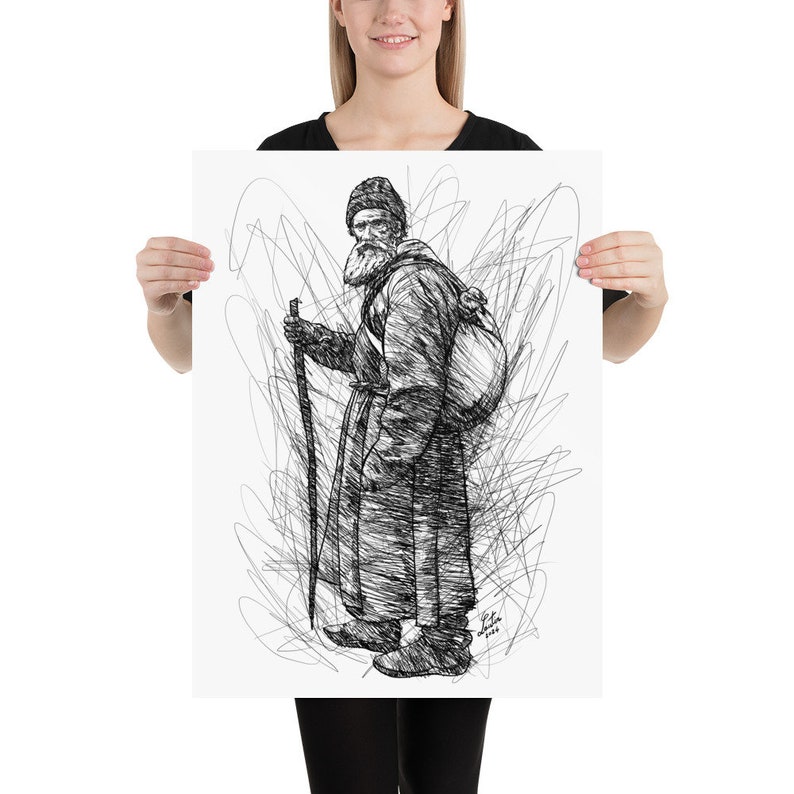 LEO TOLSTOY ink portrait - POSTER -various sizes available! art print lev drawing painting writer book author writing karenina war and peace
