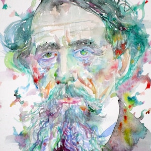 CHARLES DICKENS retrato em aquarela - CARTAZ - vários tamanhos disponíveis! impressão de arte pintura desenho oliver twist david copperfield escritor