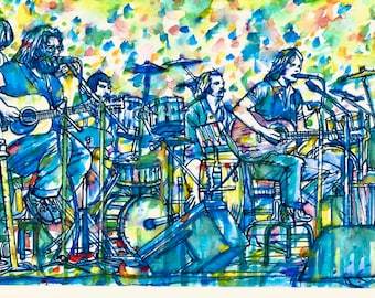 JERRY Garcia and the GRATEFUL DEAD watercolor and ink portrait  - Poster - various sizes ! art print