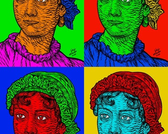 Four Times JANE AUSTEN - collage POSTER painting - various sizes ! art print drawing portrait painting writer book work works writing