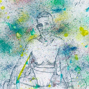 RAMANA MAHARSHI watercolor and pencil portrait - Poster - various sizes ! art print