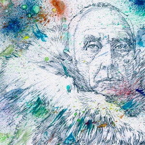 ROALD AMUNDSEN acuarela y retrato de lápiz - Cartel - varios tamaños ! impresión de arte