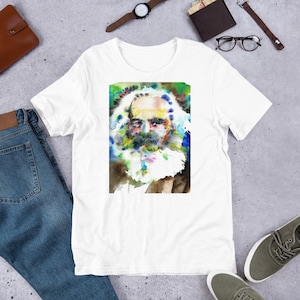 UNISEX t-shirt - KARL MARX watercolor portrait - tshirt cloth clothing dress t shirt suit apparel art print painting philosopher writer
