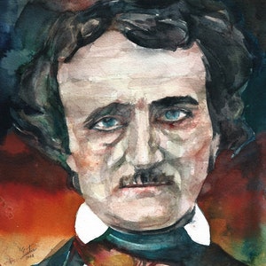 EDGAR ALLAN POE watercolor portrait - poster - various sizes available!