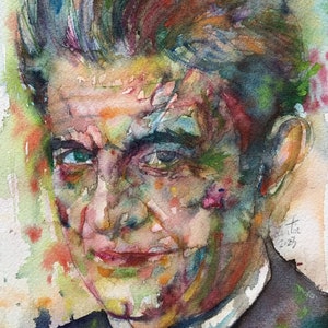 JACQUES LACAN watercolor portrait - POSTER - various sizes! art print painting drawing writer book author psychoanalysis psychology