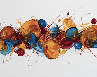 Colorful Abstract Swirls Poster, Modern Expressionist Wall Art