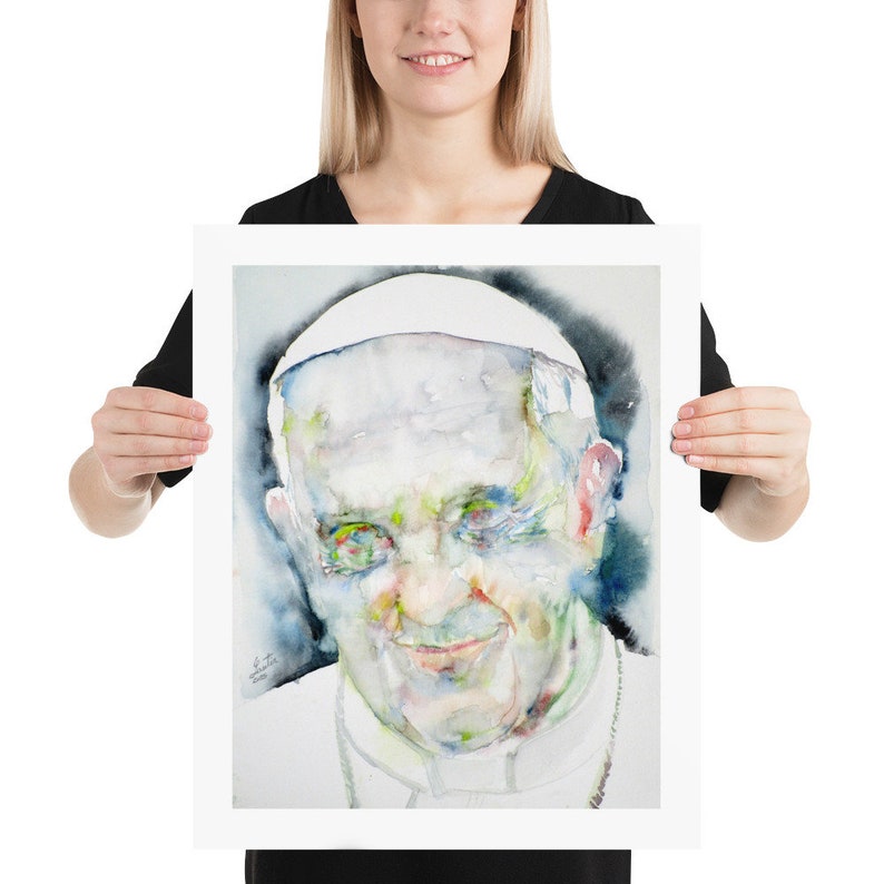 print! POSTER various sizes available POPE FRANCIS watercolor portrait